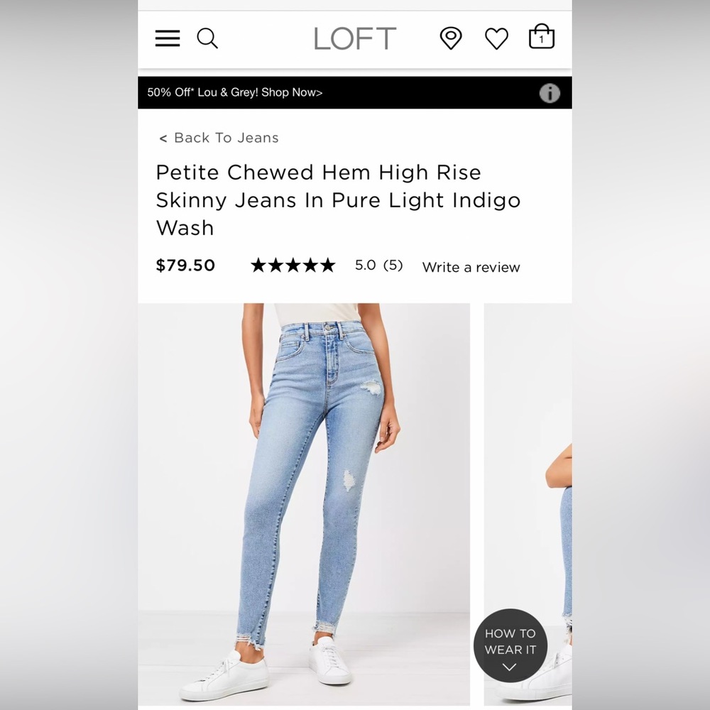 LOFT Petite Chewed Hem High Rise Skinny Jeans in Pure Light Indigo Wash